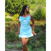 Light Blue Bow Tie Midi Dress